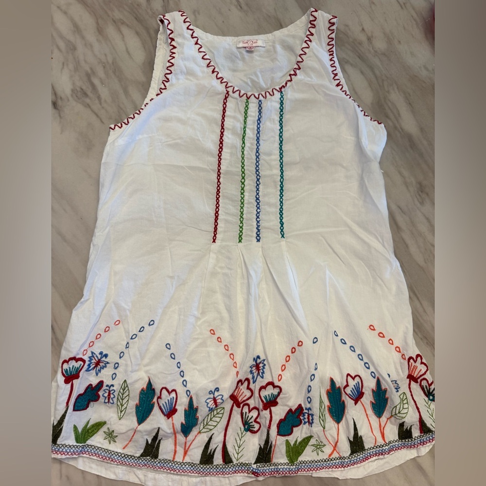 White Embellished Smocked Tank Top Womens Size M